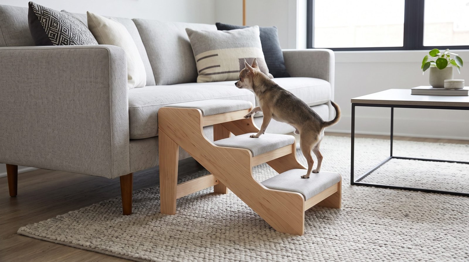 minimalist wooden pet steps stairs for small dog couch)