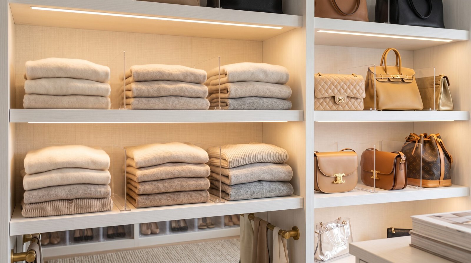 Clear acrylic shelf dividers for closet organization essentials organizing sweaters