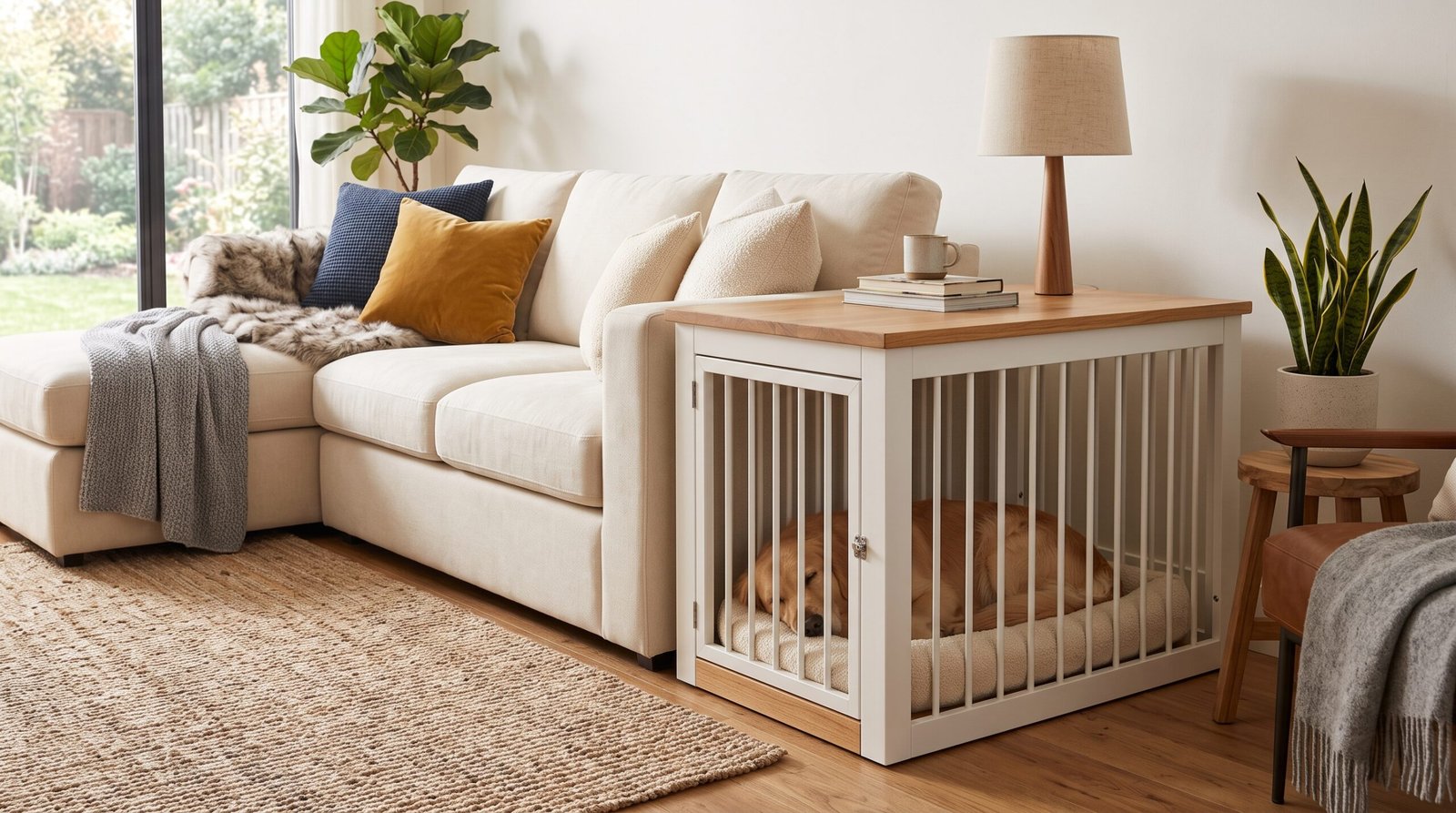 wooden dog crate furniture end table modern living room)