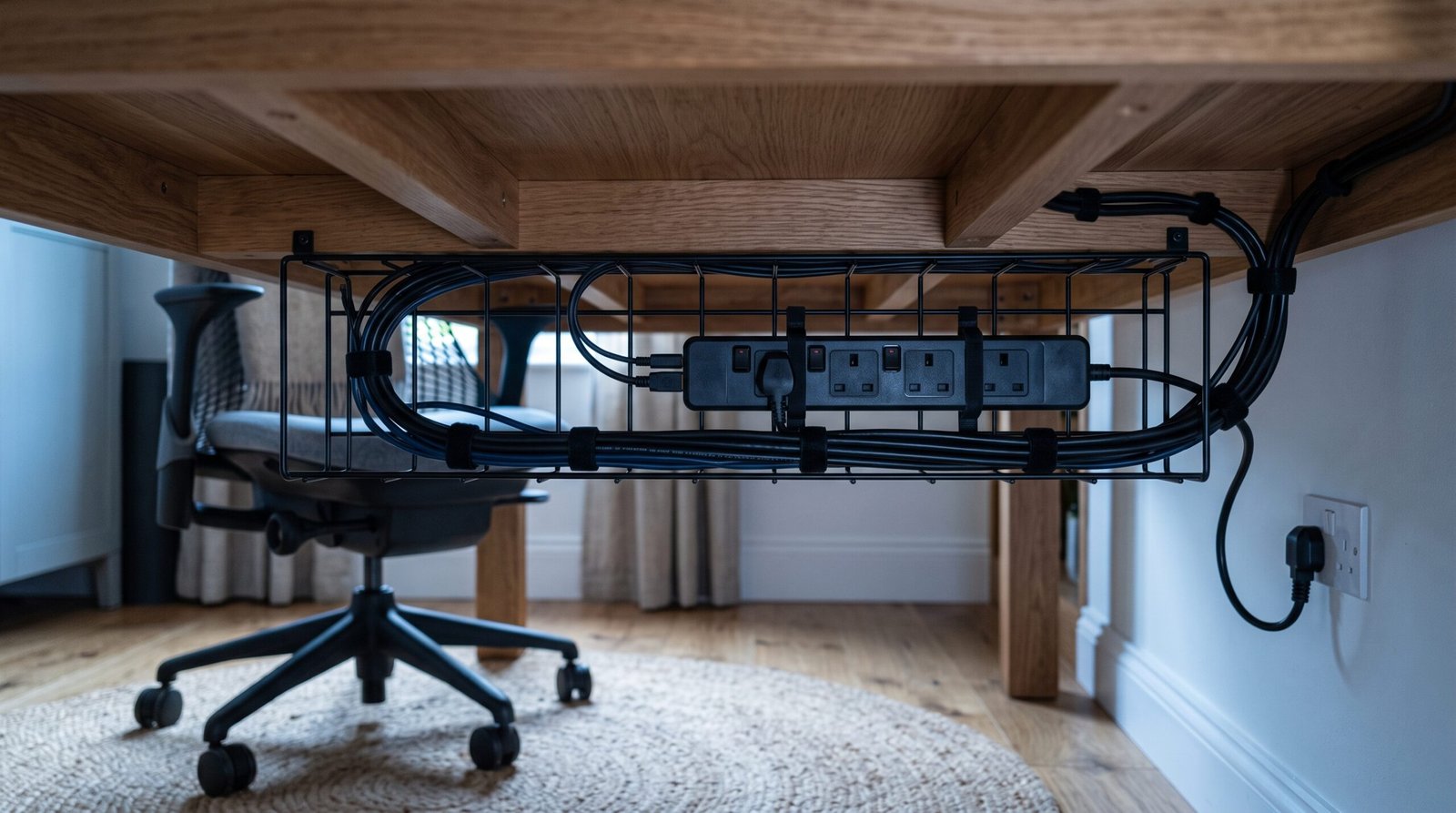 under desk cable management tray wire organizer clean home office