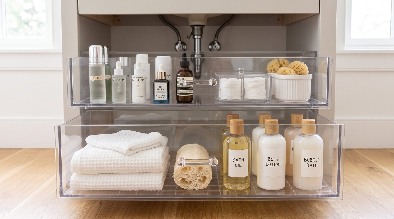clear acrylic stackable storage drawers for bathroom under sink organization