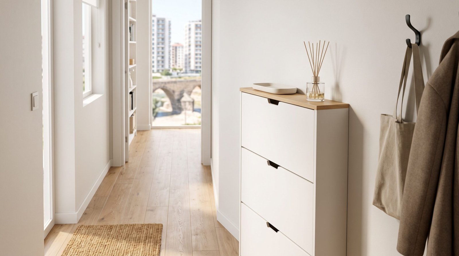 narrow hallway slim flip down shoe storage cabinet