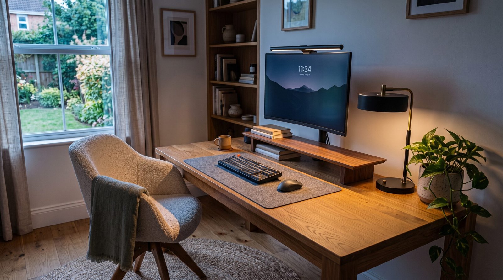 matte black monitor screenbar light bar modern desk setup
