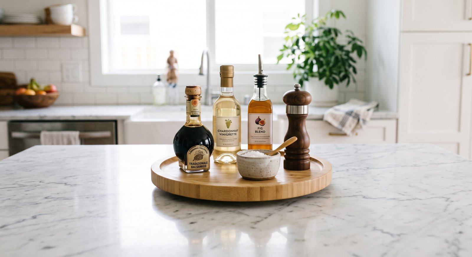 rotating bamboo lazy susan turntable organizer tray for kitchen counter