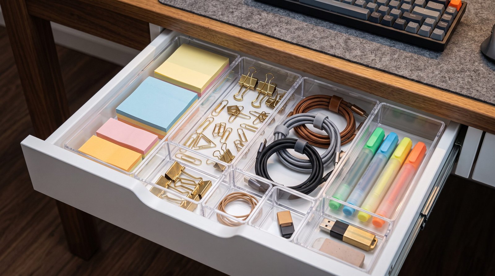 clear acrylic desk drawer organizer bins modern home office supplies