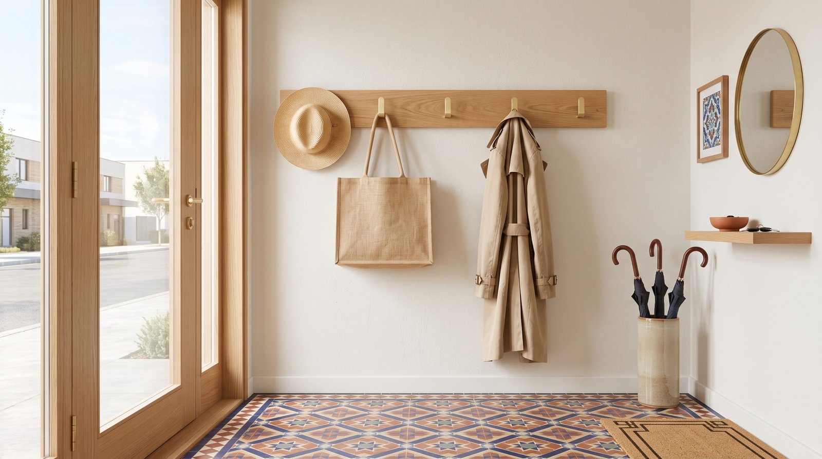modern beige ceramic umbrella stand holder entryway