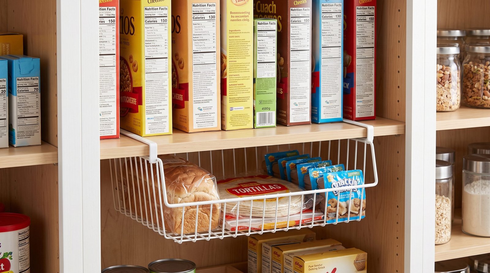under shelf slide in wire hanging storage baskets for pantry organization ideas