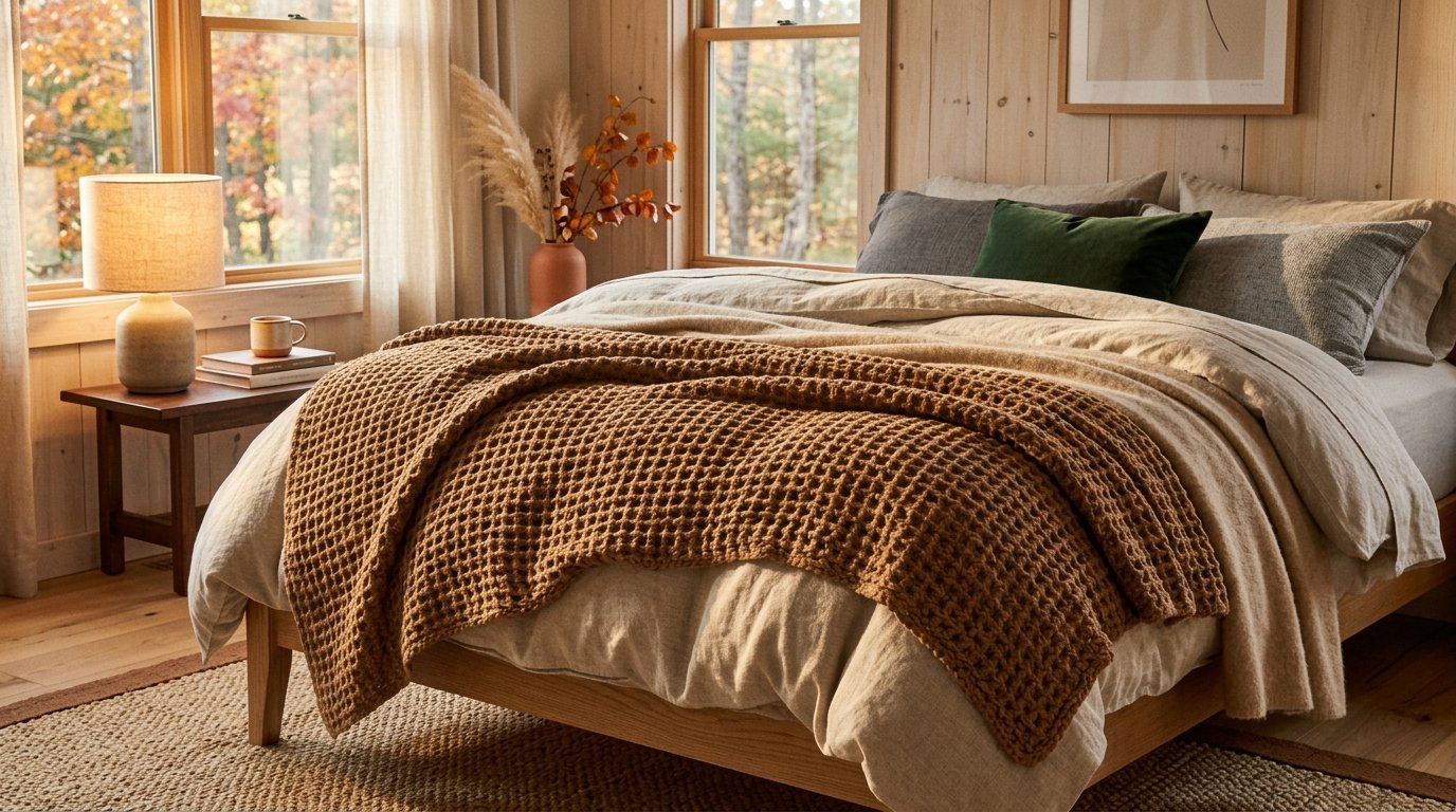 nky waffle knit throw blanket for cozy bedroom layering ideas