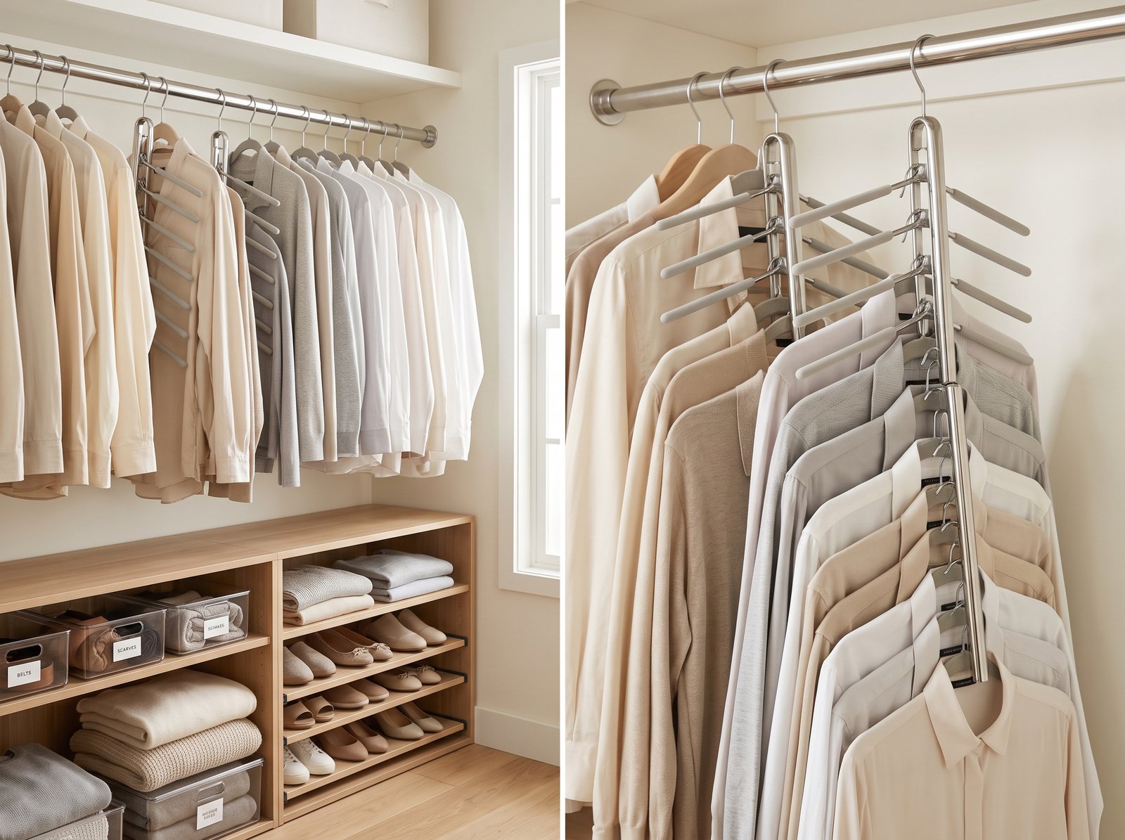 cascading space saving clothes hangers for small bedroom closet