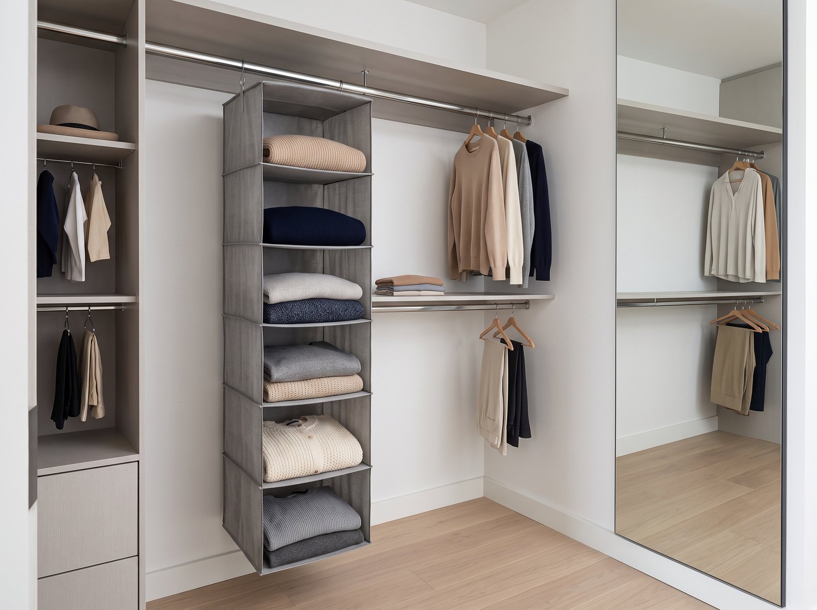 fabric hanging closet shelves organizer for small bedroom wardrobe