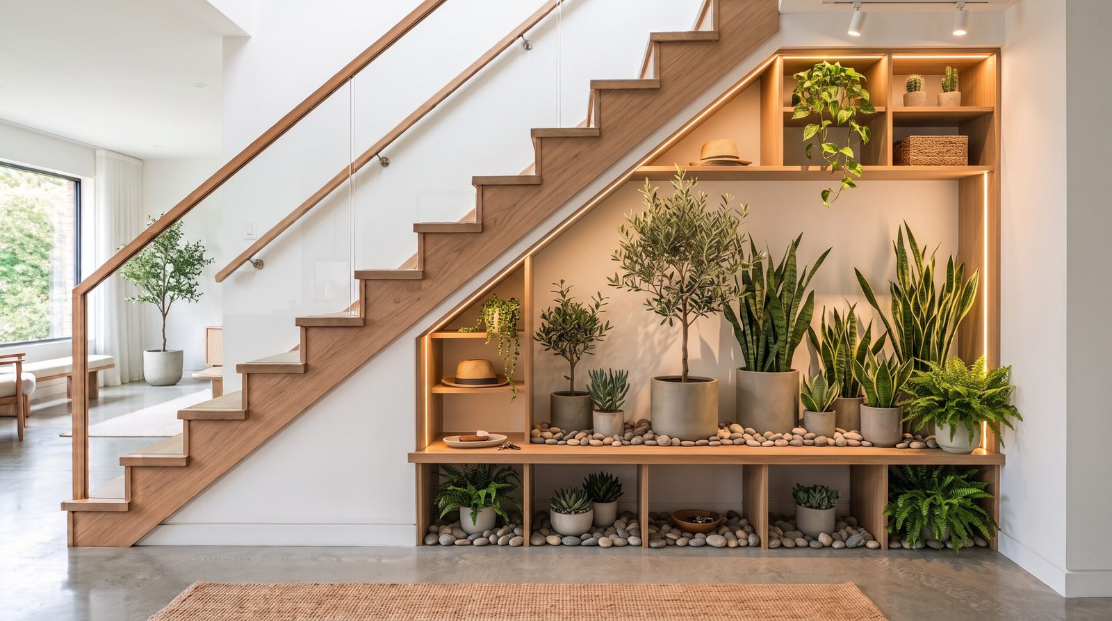 Indoor plant sanctuary under stairs for under stairs storage ideas to maximize small spaces
