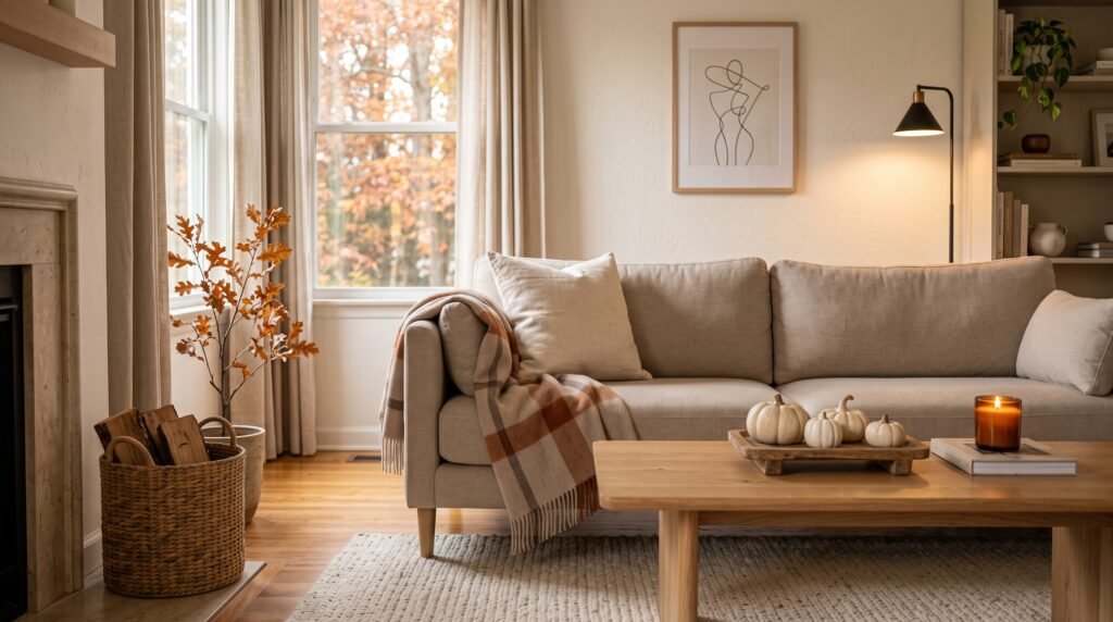 10 best pumpkin and plaid living room decor ideas featuring wool plaid throws and ceramic pumpkins