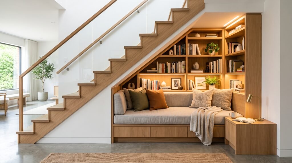 7 best under stairs storage ideas to maximize small spaces featuring built in shelves and reading nook