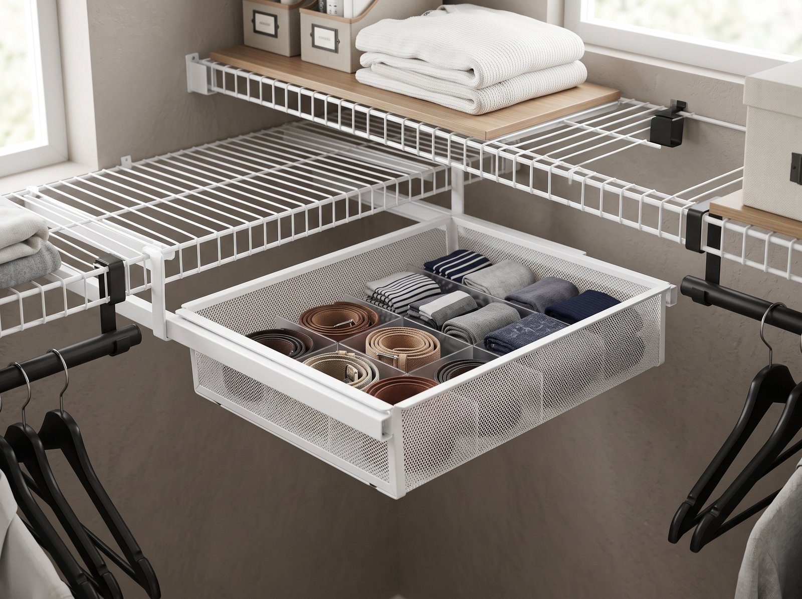 Under shelf wire baskets wire shelf closet hacks