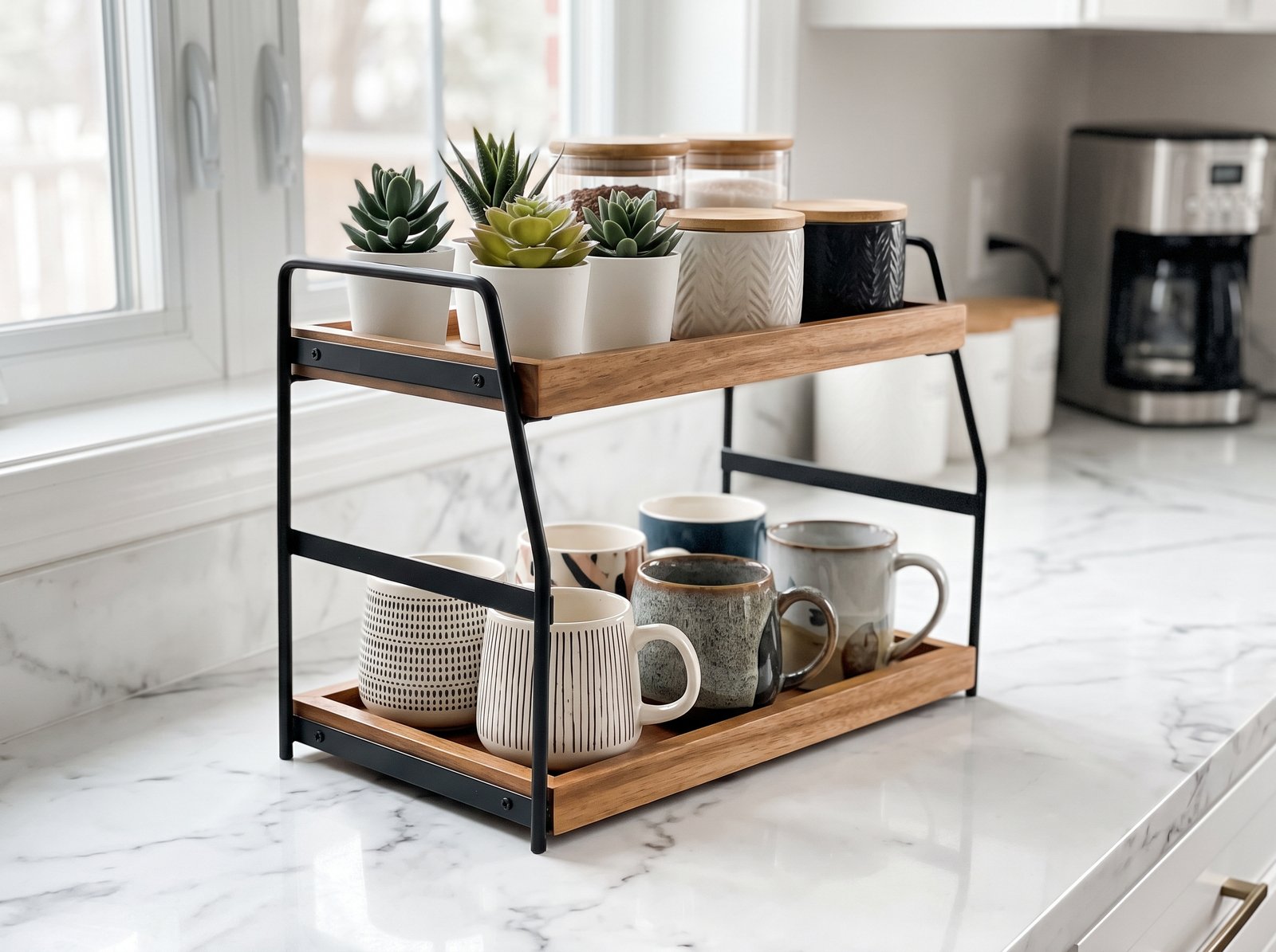 2-tier countertop organizer rack for amazon home organization finds under $30