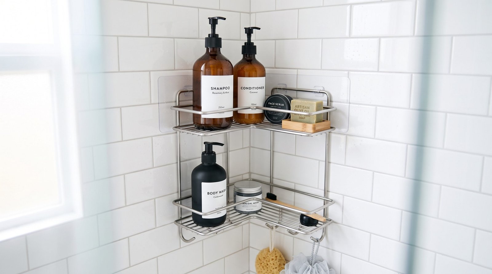 shower caddy hacks to keep tile walls clutter-free adhesive corner basket