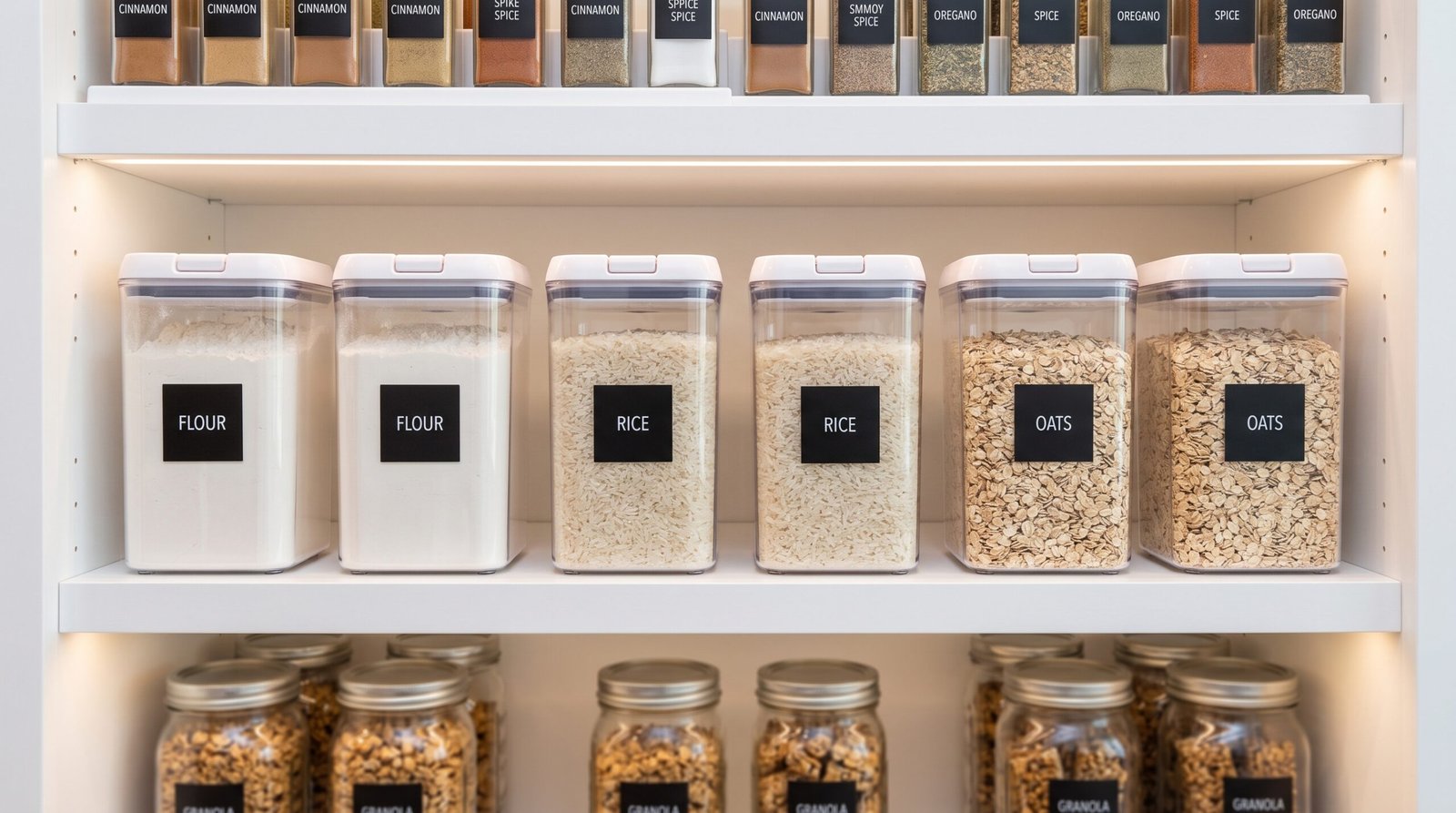 alk-in pantry organization ideas with clear bins airtight containers for dry goods