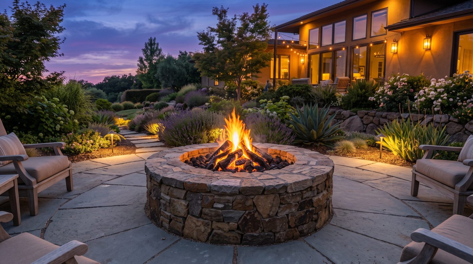 cozy backyard fire pit seating ideas to copy landscape lighting