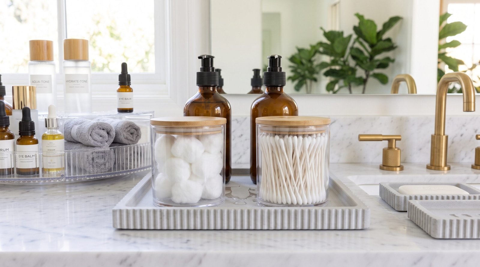 amazon bathroom counter organizers you need acrylic apothecary jars with bamboo lids