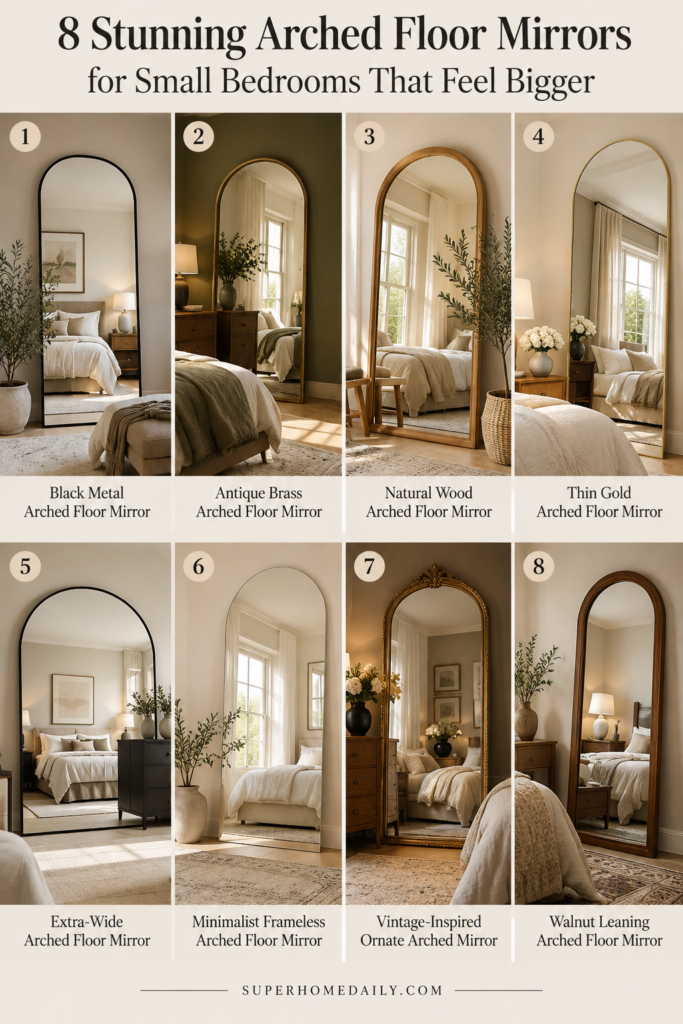 8 stunning arched floor mirrors for small bedrooms that feel bigger