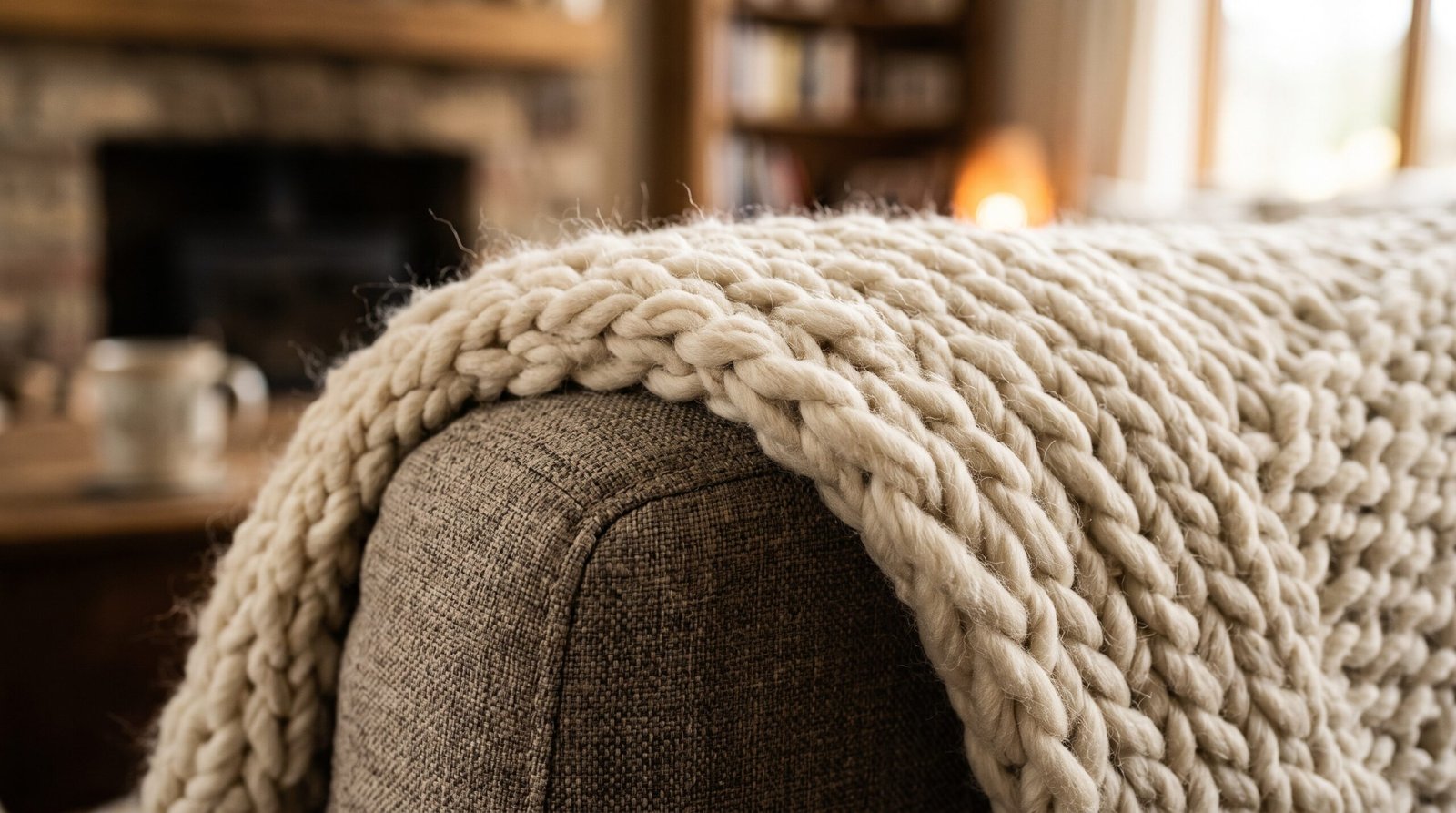 style chunky knit blankets on your sofa casual diagonal corner drape