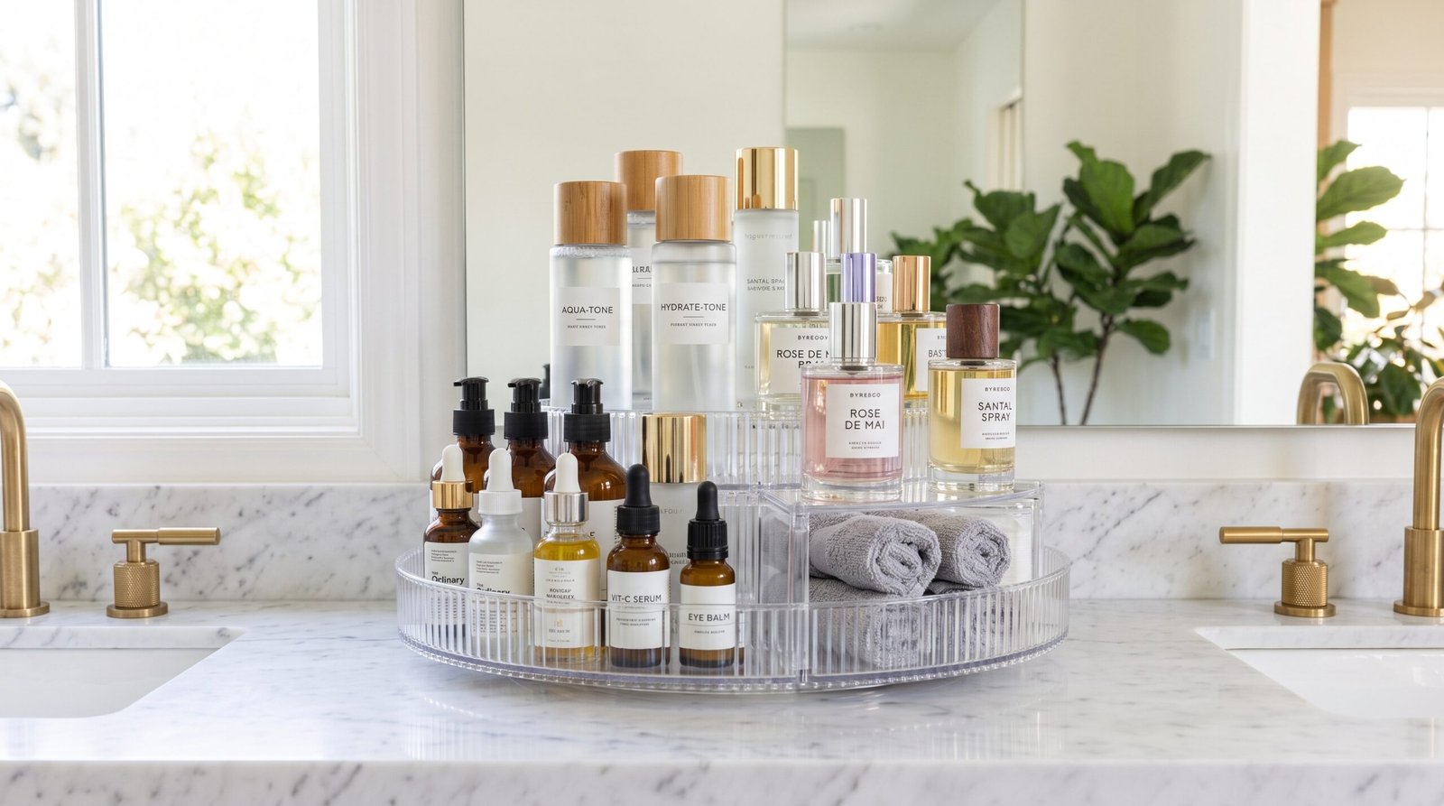 amazon bathroom counter organizers you need clear rotating skincare turntable