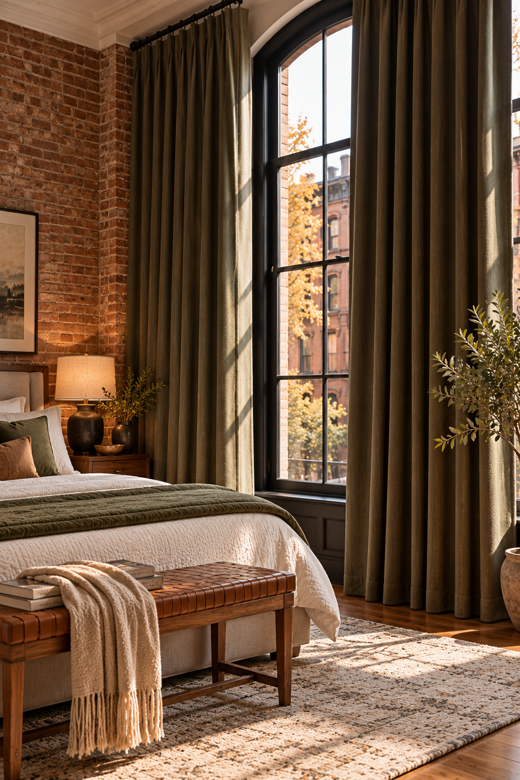 Cozy blackout curtains for warm fall bedroom decorating ideas