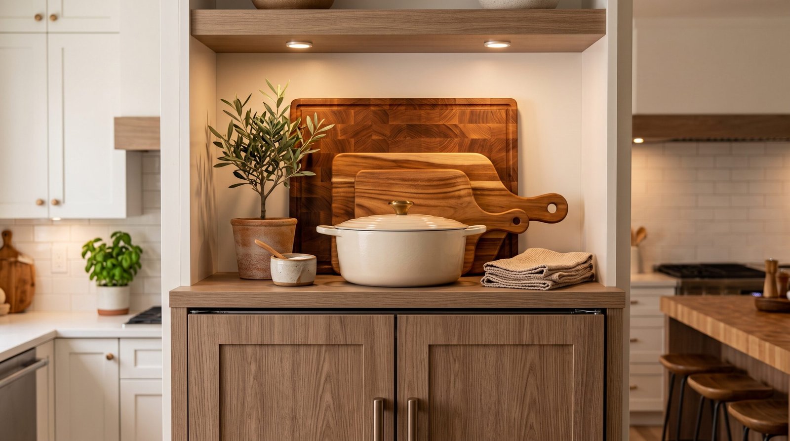 over the fridge storage ideas to maximize kitchen space cookware display