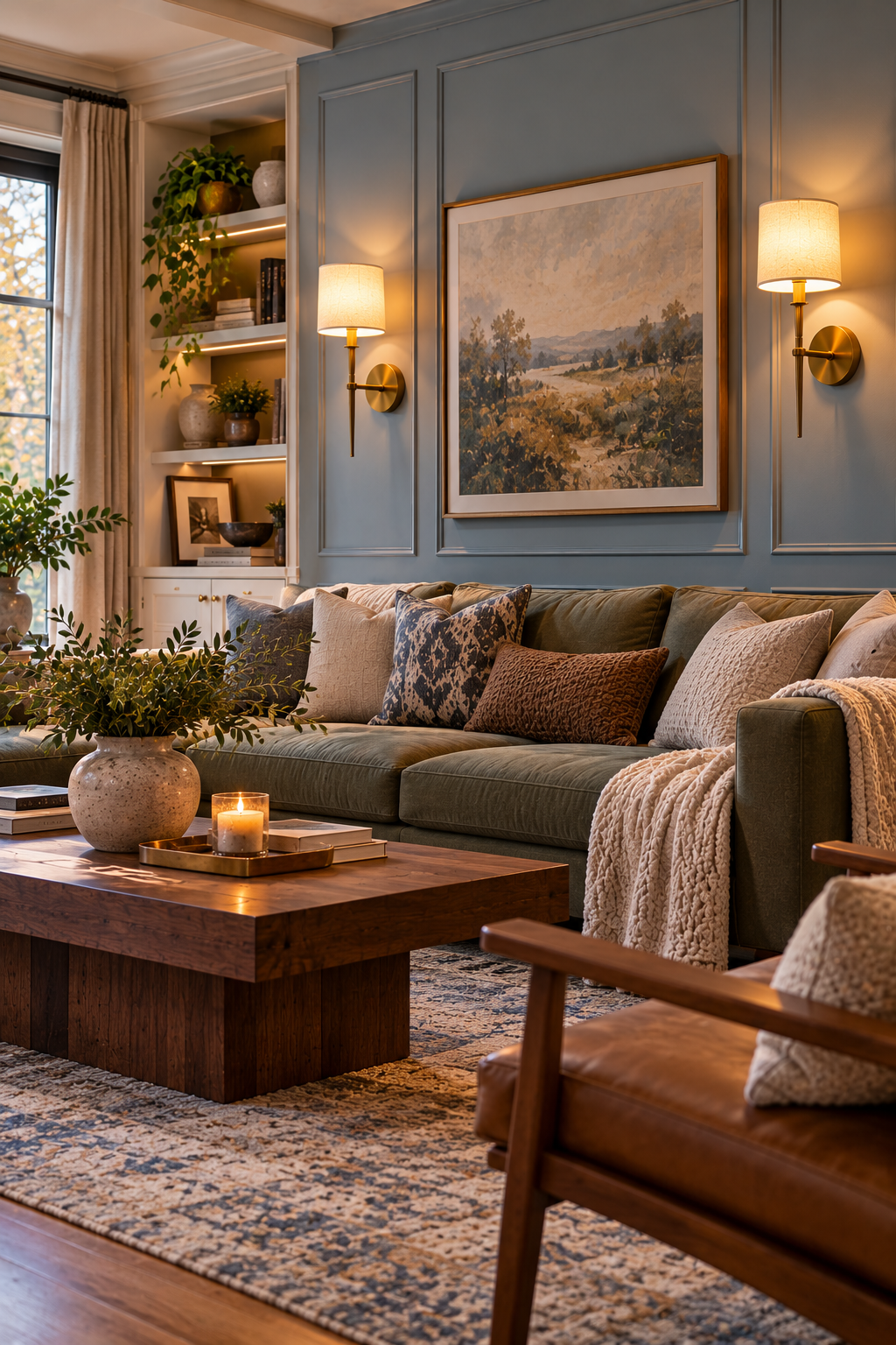 Dimmable wall sconces for cozy fall living room lighting