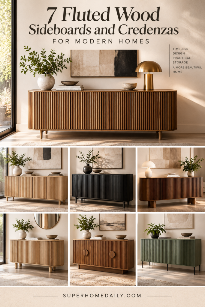 Fluted wood sideboards and credenzas for modern homes