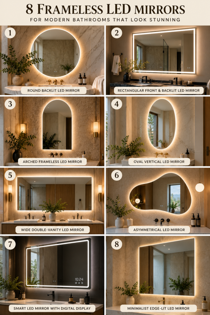 8 frameless LED mirrors for modern bathrooms
