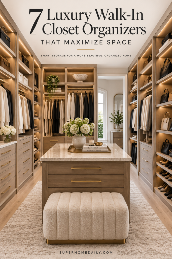 Luxury walk-in closet organizers that maximize space with stylish storage solutions