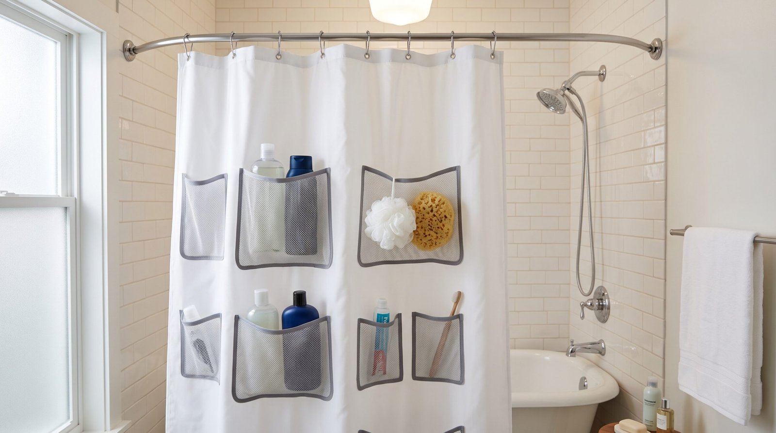 shower caddy hacks to keep tile walls clutter-free mesh pocket liner