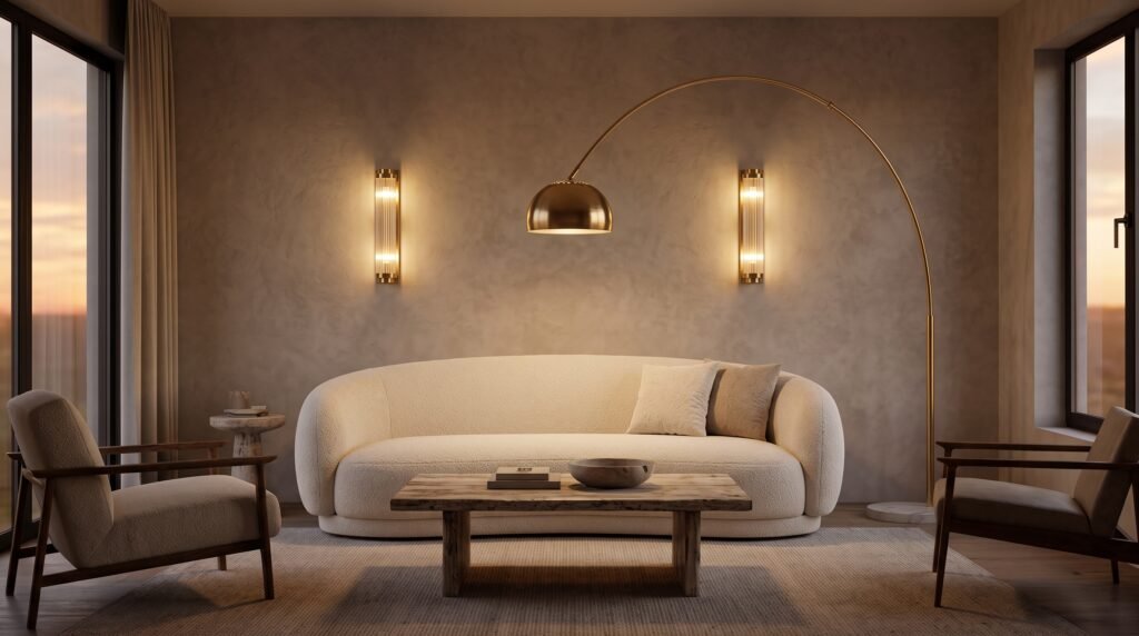 mood lighting rules floor lamps sconce placements in modern living room