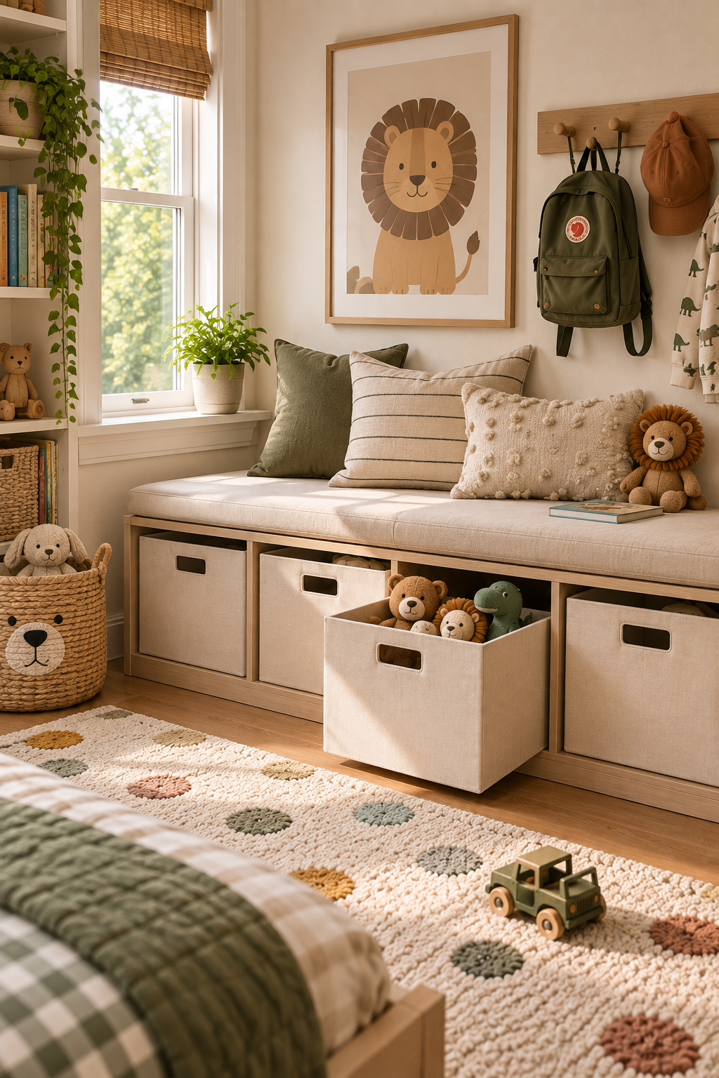 Multi-bin toy organizer for an organized small kids room