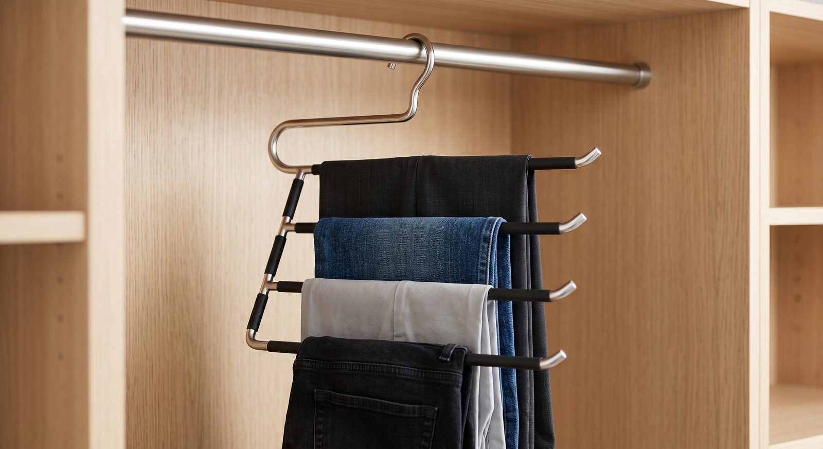 space-saving amazon hangers that double closet space with tiered slack racks