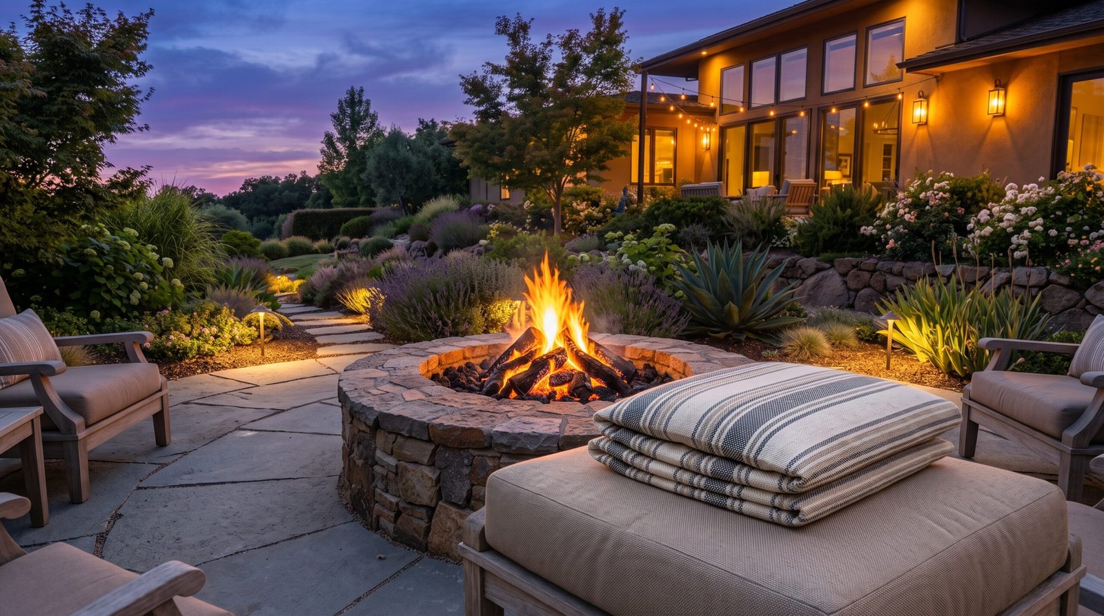 cozy backyard fire pit seating ideas to copy outdoor lumbar pillows