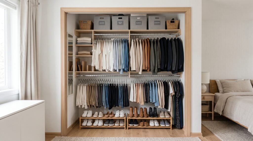 small reach-in closet organization hacks that work