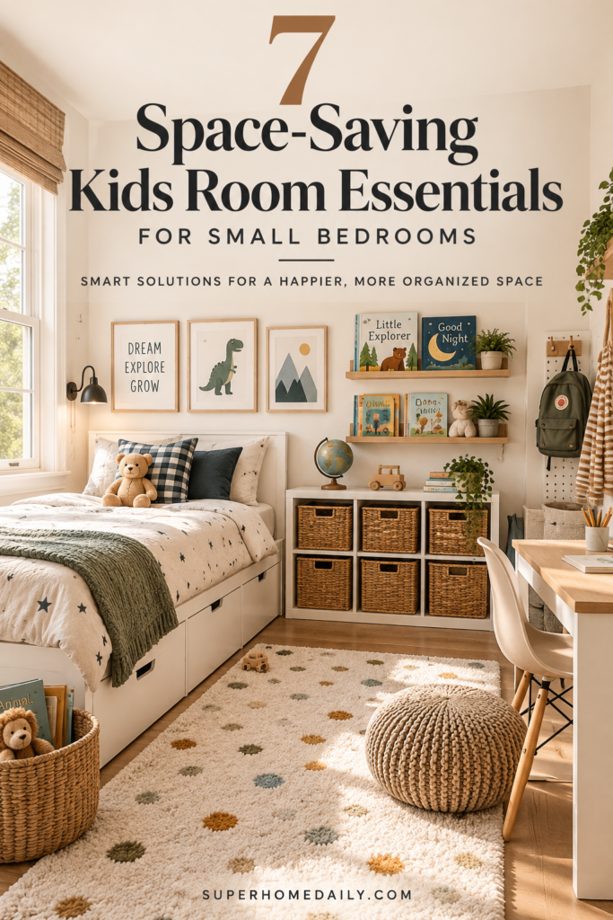 Space-saving kids room essentials for a small organized bedroom