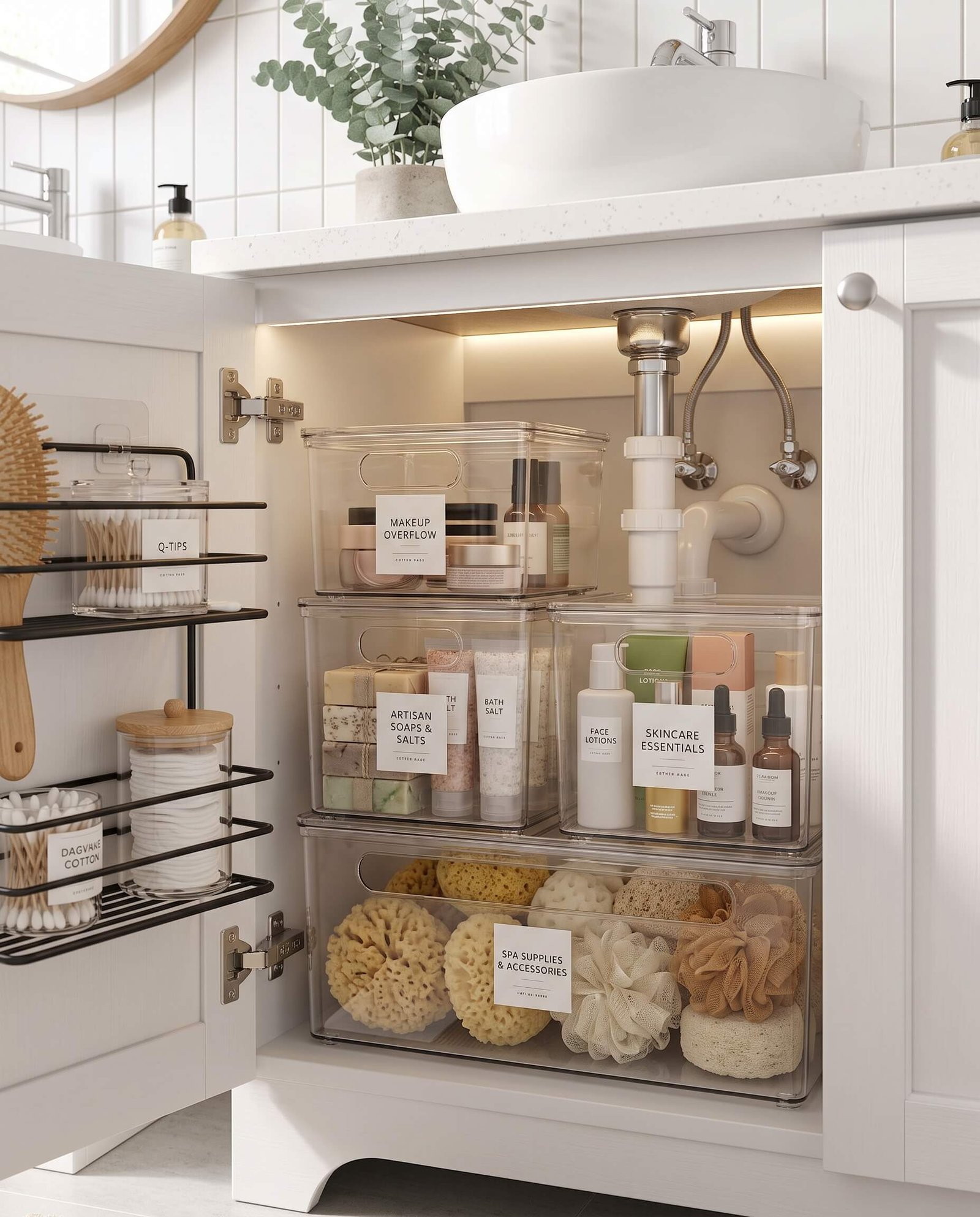 stackable clear acrylic storage bins for tiny bathroom vanity