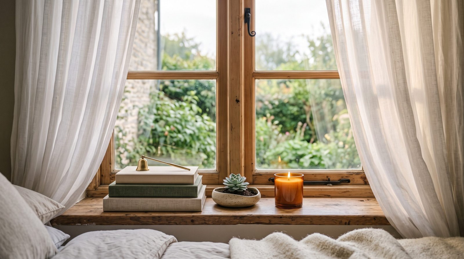 cozy bedroom window sill styling ideas to try stacked books