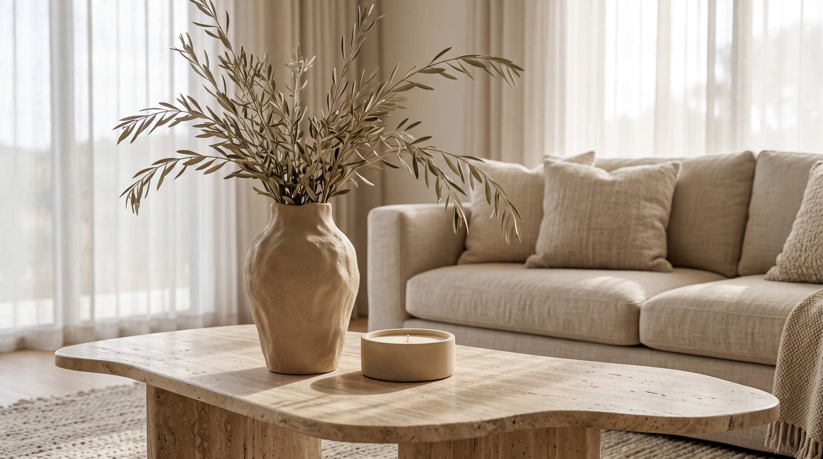 tall ceramic vase adding height to coffee table decor