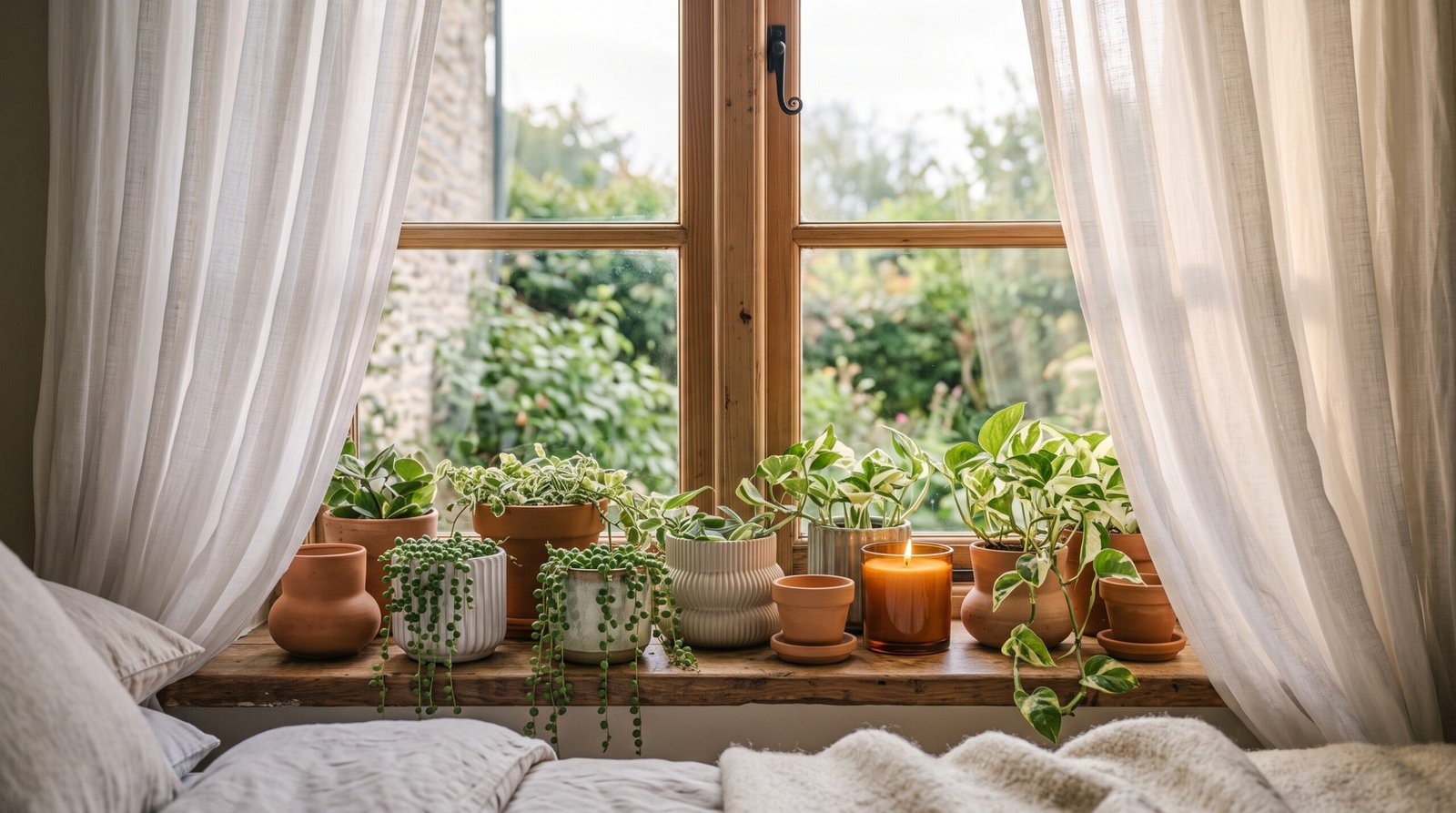 cozy bedroom window sill styling ideas to try trailing plants