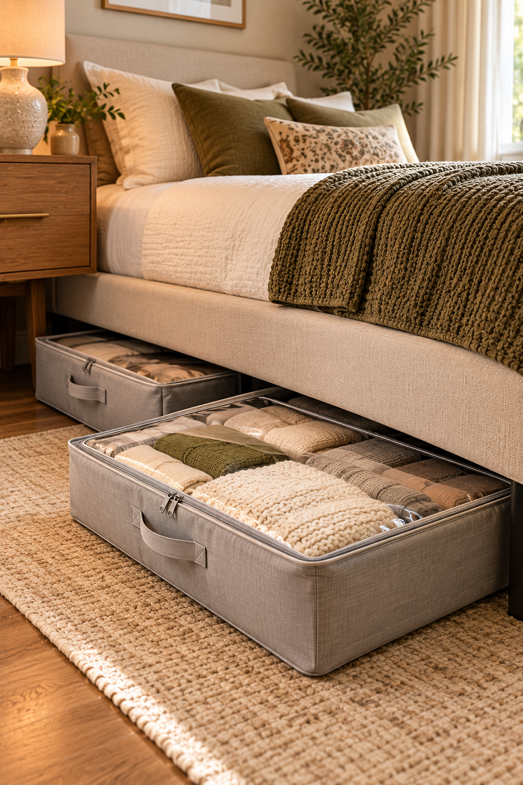 Under-bed storage bags for organizing clothes and bedroom essentials