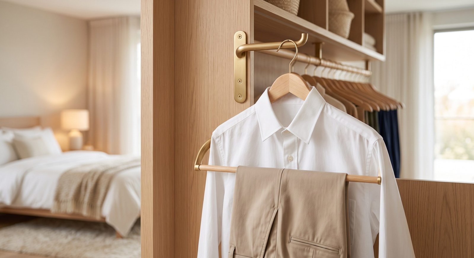 capsule wardrobe organization tips using a valet hook for outfit planning