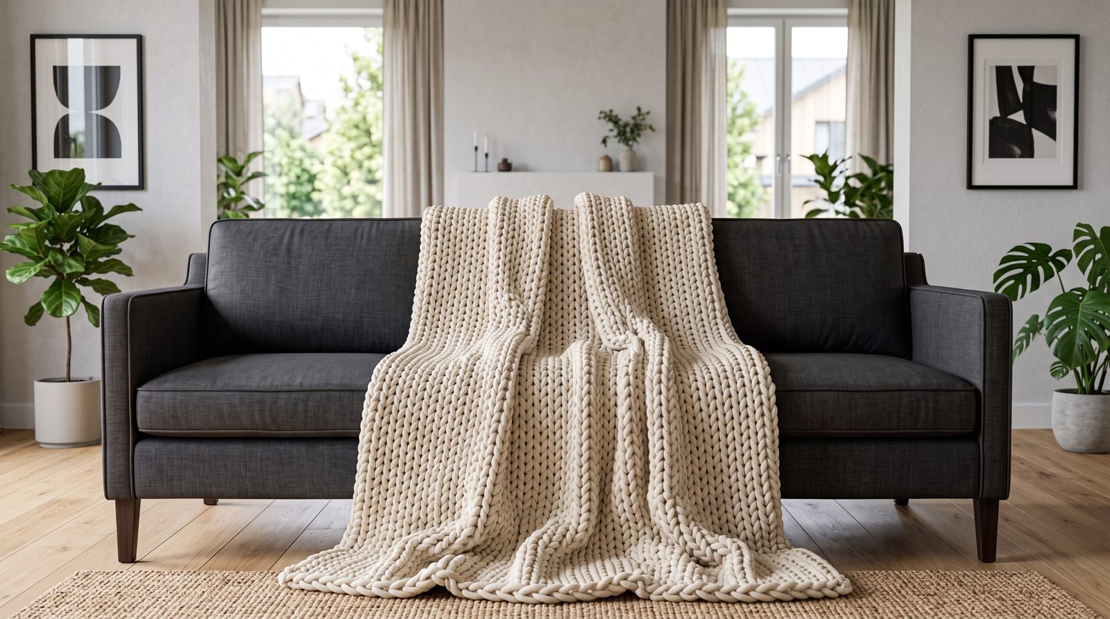 style chunky knit blankets on your sofa waterfall drape down sofa back