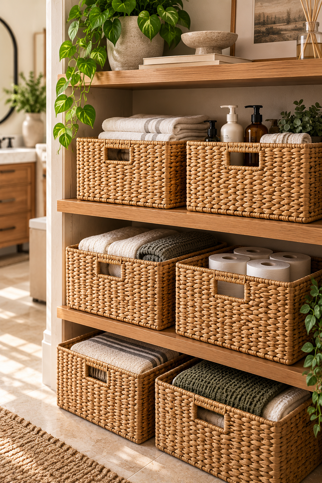Woven storage baskets for stylish home organization