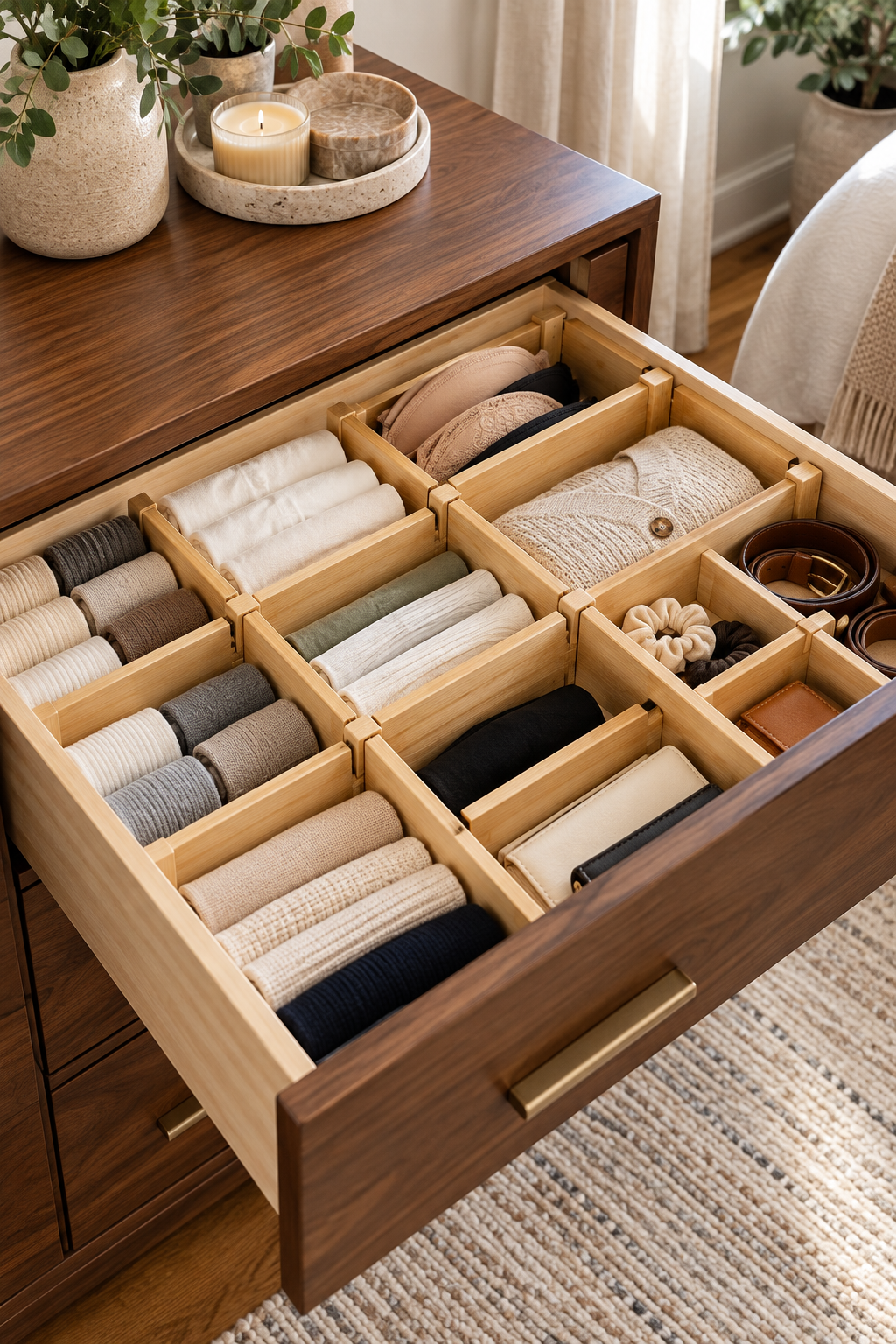 adjustable drawer dividers for organized bedroom storage