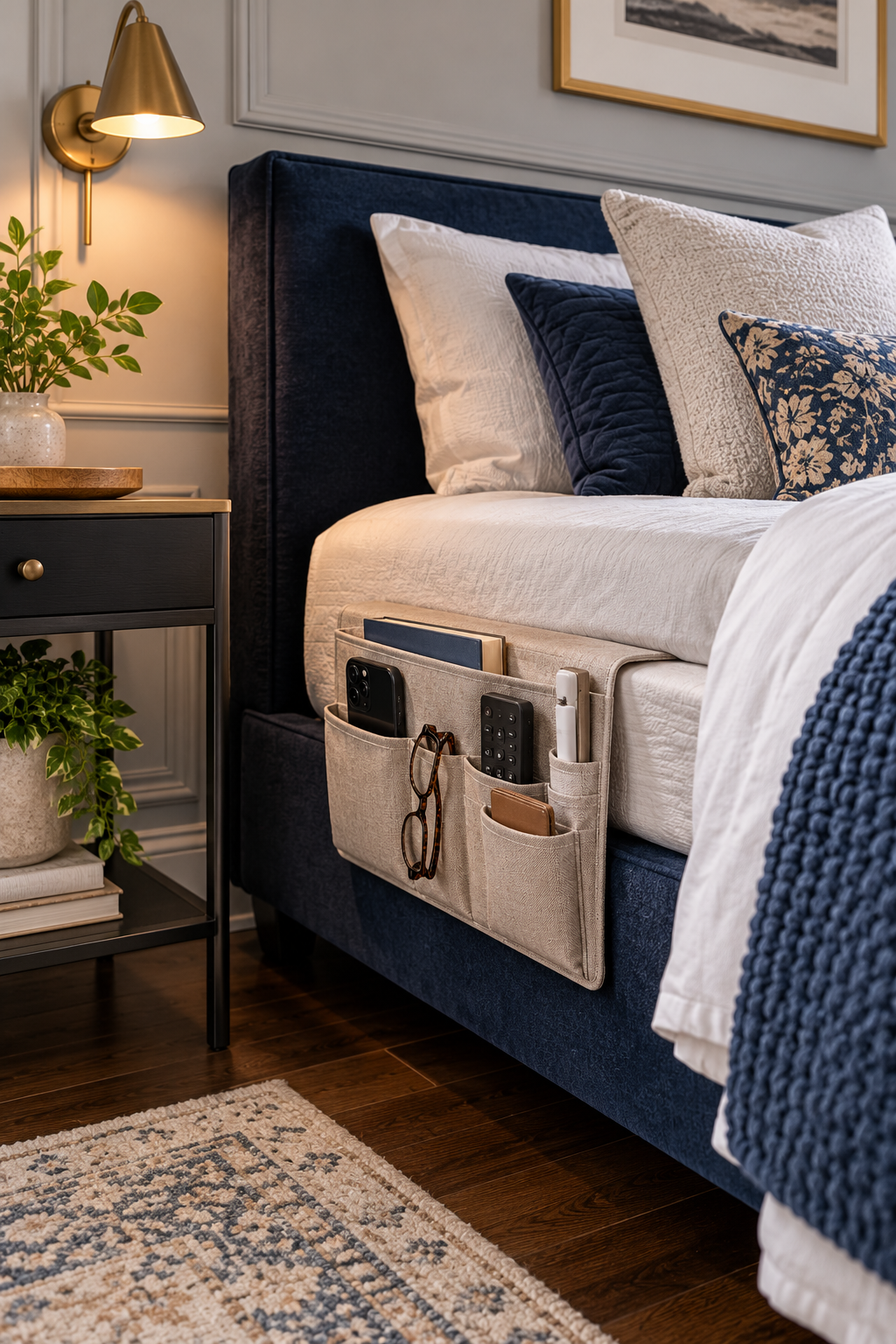 bedside storage caddy for organized bedroom essentials