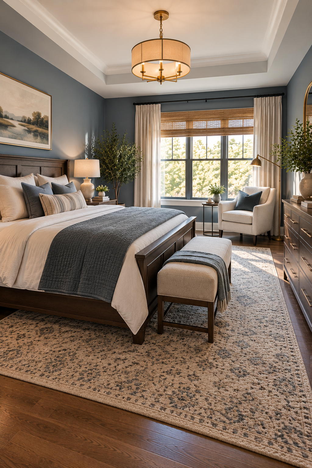Bedroom with a blocked walking path compared with a clear and comfortable furniture layout